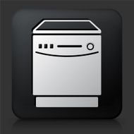 Black Square Button with Dish Washer Icon
