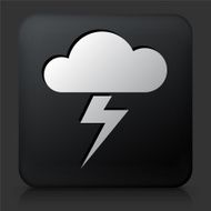 Black Square Button with Clouds and Thunderstorm