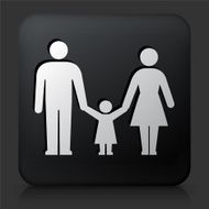 Black Square Button with Parents and Daughter N2