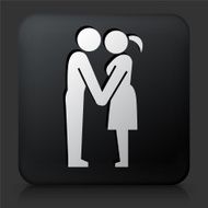Black Square Button with Couple Holding Hands N2