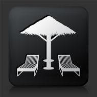 Black Square Button with Beach Chairs