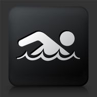 Black Square Button with Swimmer Icon