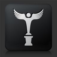 Black Square Button with Movie Award Icon