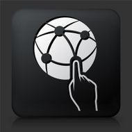 Black Square Button with Globe Web