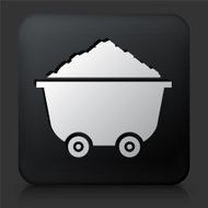 Black Square Button with Cart and Sand Pile