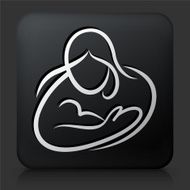 Black Square Button with Woman Icon N2