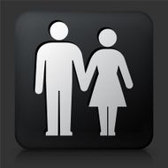 Black Square Button with Couple Holding Hands N3