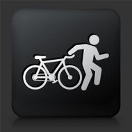 Black Square Button with Man Biking Icon N2
