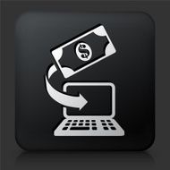 Black Square Button with Computer &amp; Money Icon