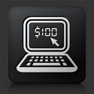 Black Square Button with Online Money Icon