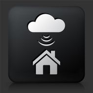 Black Square Button with Wi-Fi House