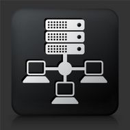 Black Square Button with Computer &amp; Server N2