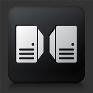 Black Square Button with Server Icon