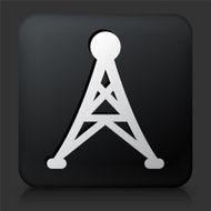 Black Square Button with Electric Tower Icon