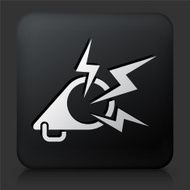 Black Square Button with Megaphone Icon N4