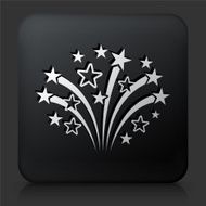 Black Square Button with Fireworks Icon N2