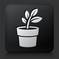 Black Square Button with Plants Icon N5
