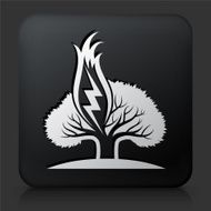 Black Square Button with Lightning Fire Icon