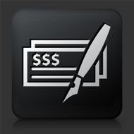 Black Square Button with Money Check Icon