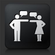 Black Square Button with Relationship Problems Icon N6