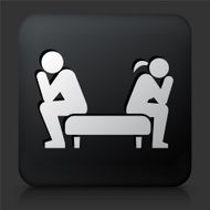 Black Square Button with Relationship Problems Icon N7