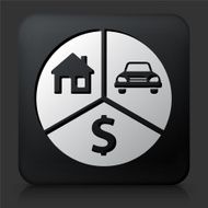 Black Square Button with Financial Pie Chart Icon