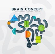 Brain minimal line style infographic banner design N5