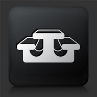 Black Square Button with Lunch Table Icon