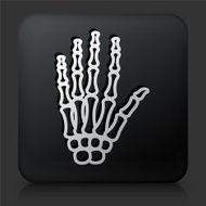 Black Square Button with Skeleton Hands Icon