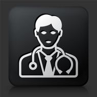 Black Square Button with Doctor Icon N2