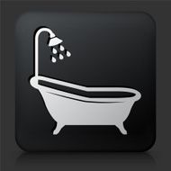 Black Square Button with Bathtub and Shower