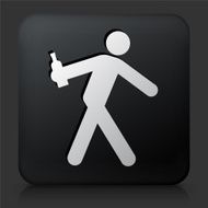 Black Square Button with Drinking Icon N7
