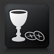 Black Square Button with Christian Drink