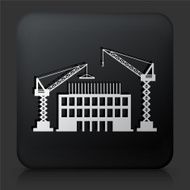 Black Square Button with Construction Building Icon N2