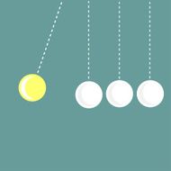 Four hanging round balls White and yellow Perpetual motion