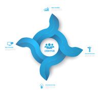 Abstract circle four arrows 3D digital illustration Infographic clean style N2