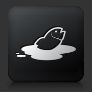 Black Square Button with Fish in Oil Leak Icon N2