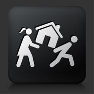Black Square Button with Carrying House Icon N2