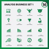 Business and analysis icon set 2 Green version vector