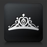 Black Square Button with Tiara Icon