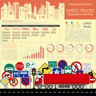Cargo transportation infographics trucks lorry Elements infog N4