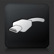 Black Square Button with HDMI Cable Icon