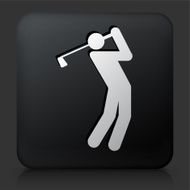 Black Square Button with Golf Strike Icon