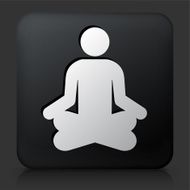 Black Square Button with Meditation Icon