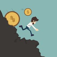 Businessman pushing coin