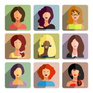 Avatars business women flat icons set isolated on white backgro N4