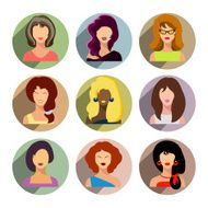 Avatars business women flat icons set isolated on white backgro N5