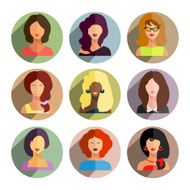 Avatars business women flat icons set isolated on white backgro N6