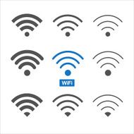 Set of nine different wireless and wifi icons for design N2
