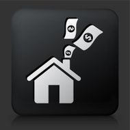 Black Square Button with Home Money Icon
